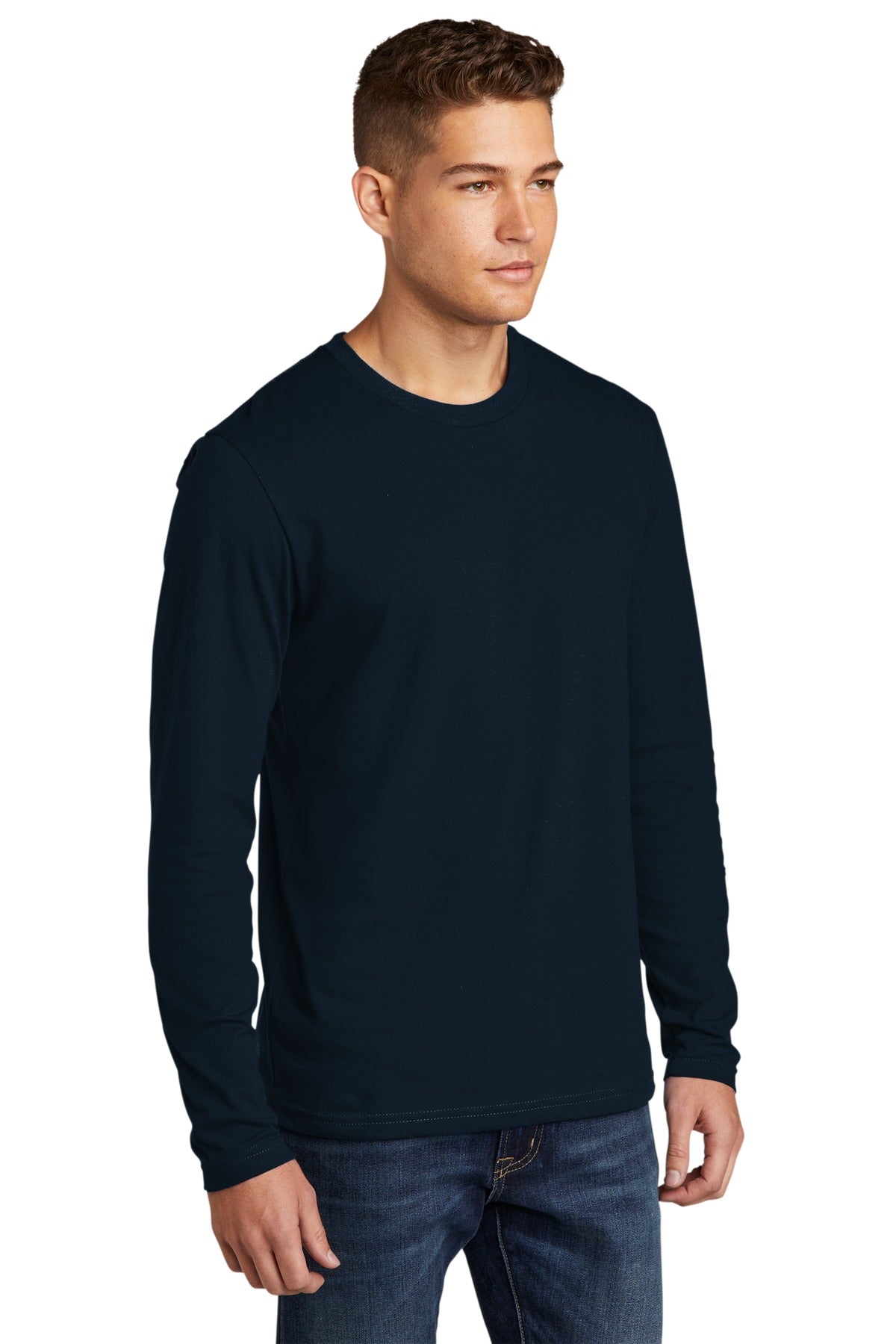 MdntNavy Next Level Apparel Cotton Long Sleeve Tee. NL3601 plain
