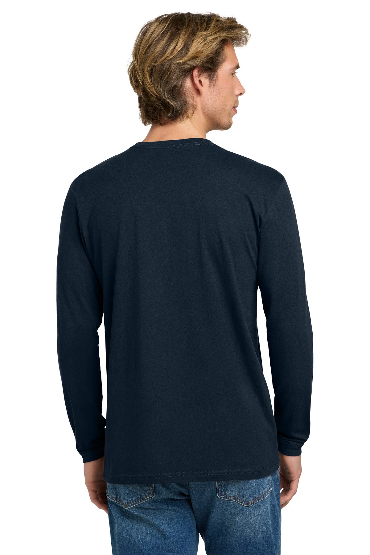 MdntNavy Next Level Apparel Cotton Long Sleeve Tee. NL3601 plain