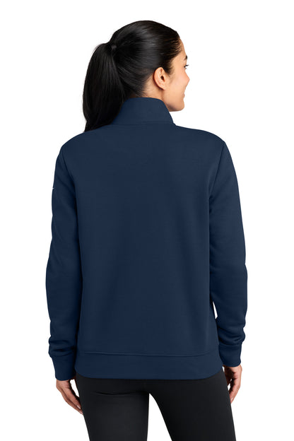 MdntNavy Nike Women's Club Fleece Sleeve Swoosh 1/2-Zip NKDX6720 plain