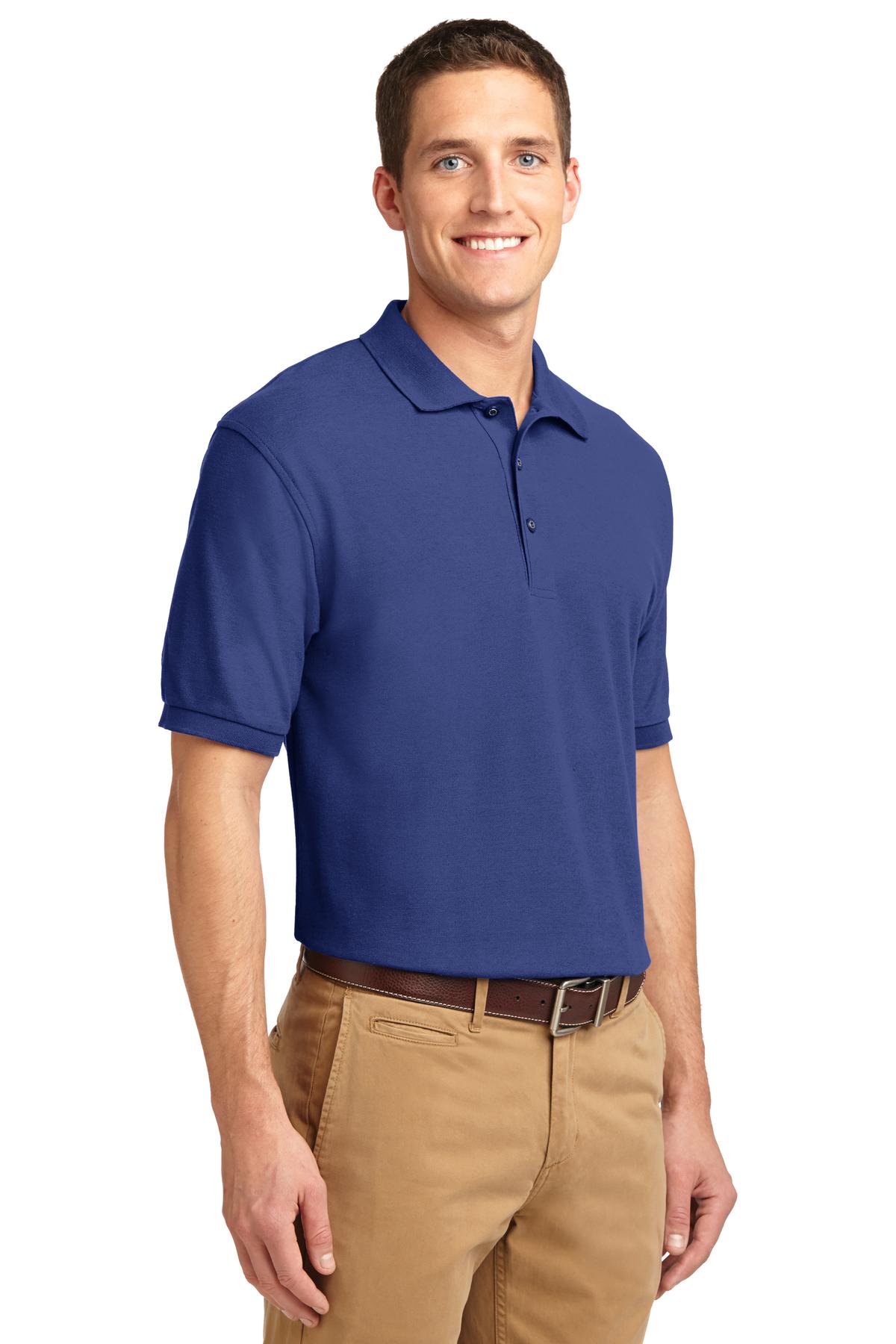 Med. Blue Port Authority Extended Size Silk Touch Polo K500ES plain