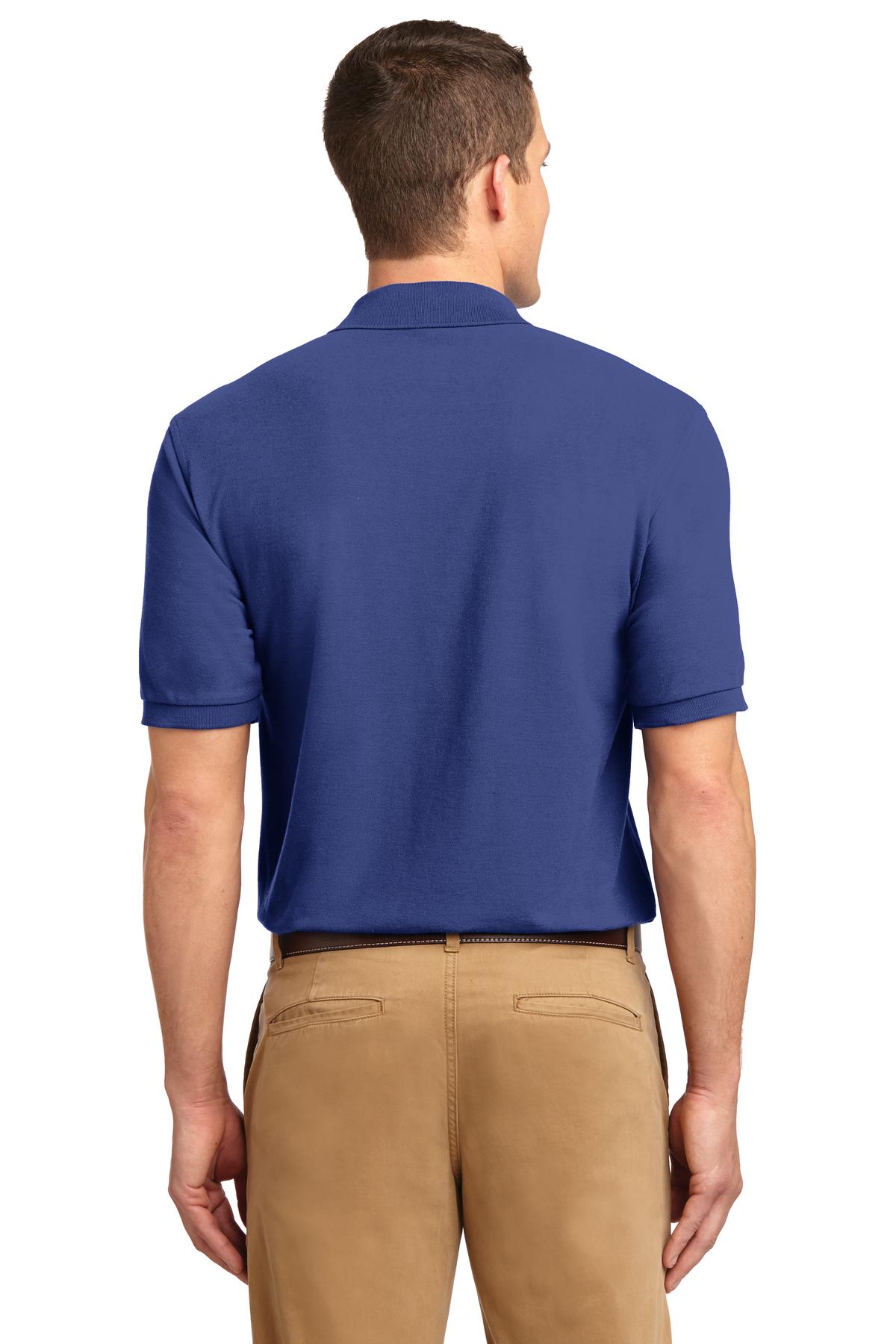 Med. Blue Port Authority Extended Size Silk Touch Polo K500ES plain