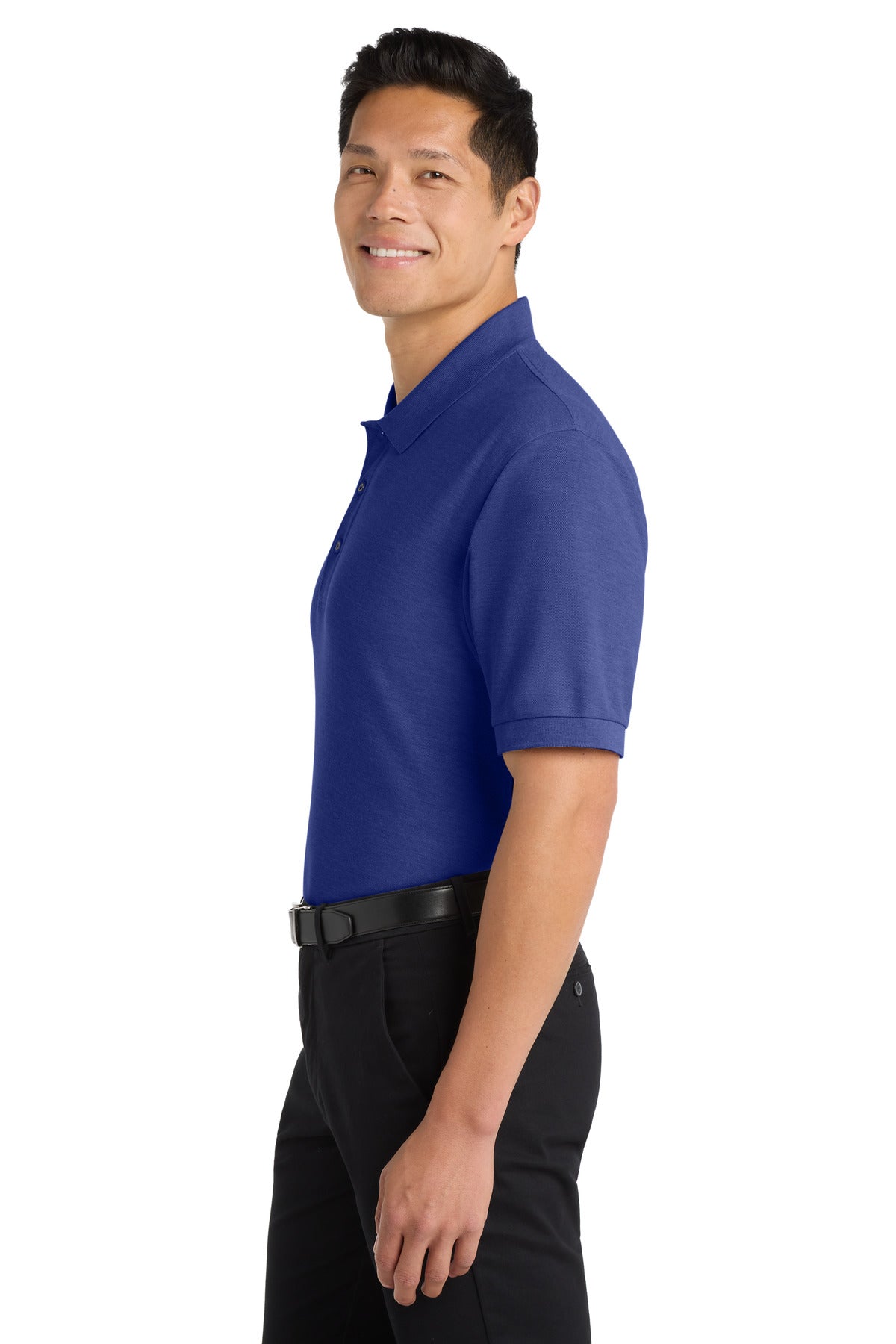 Med. Blue Port Authority Extended Size Silk Touch Polo K500ES plain