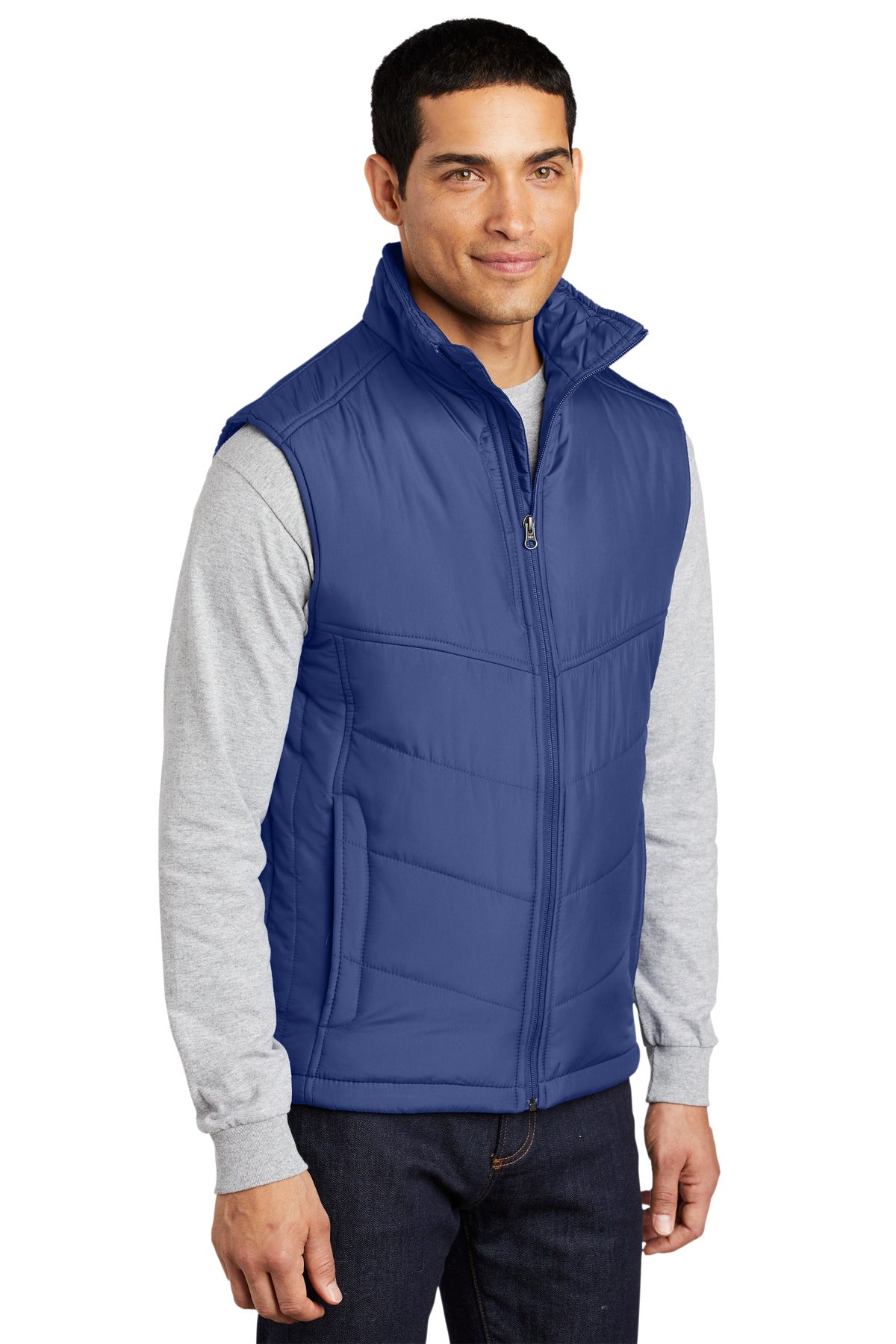 Medit Blue Port Authority Puffy Vest. J709 plain