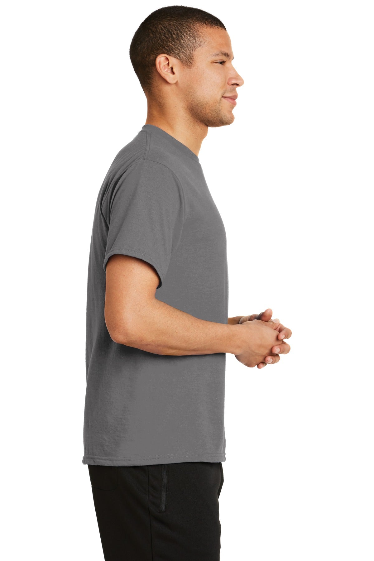 Medium Grey Port & Co Performance Blend Tee. PC381 plain
