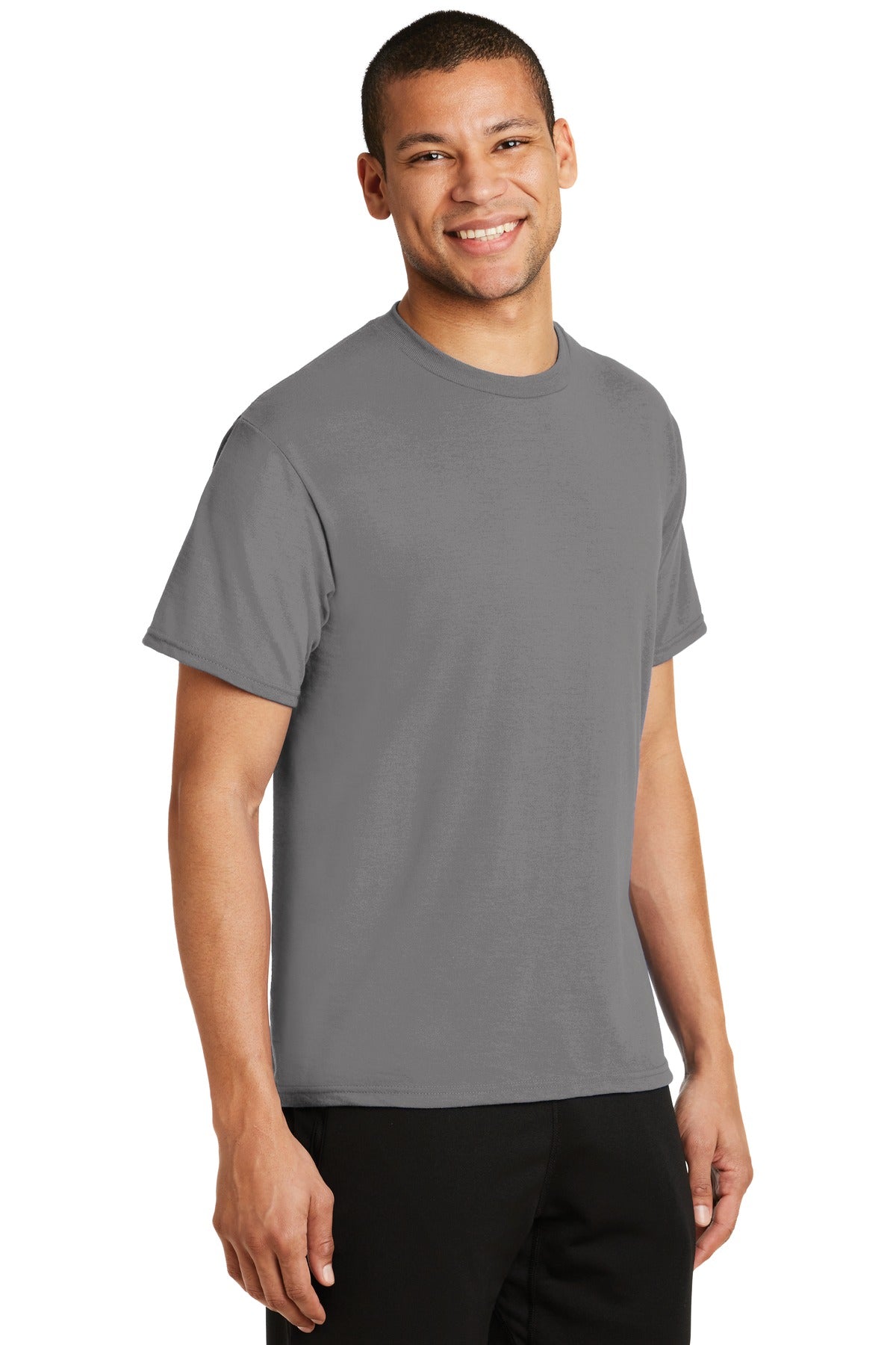 Medium Grey Port & Co Performance Blend Tee. PC381 plain