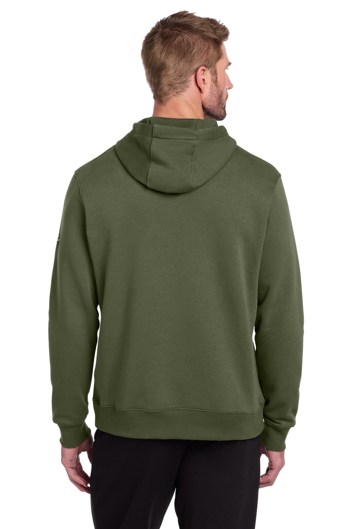 MediumOliv Nike Club Fleece Sleeve Swoosh Pullover Hoodie NKDR1499