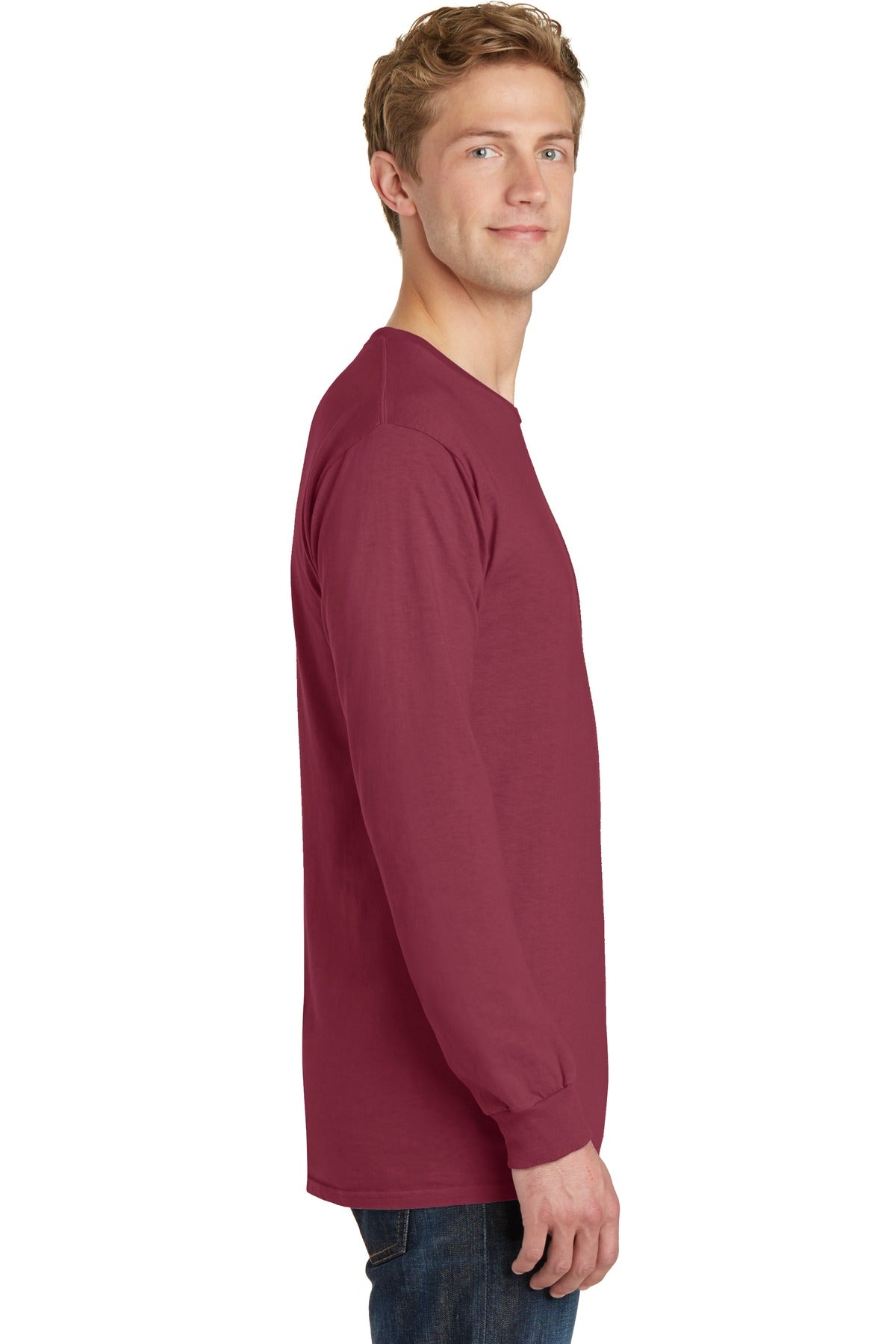 Merlot Port & Co Beach Wash Garment-Dyed Long Sleeve Tee PC099LS plain