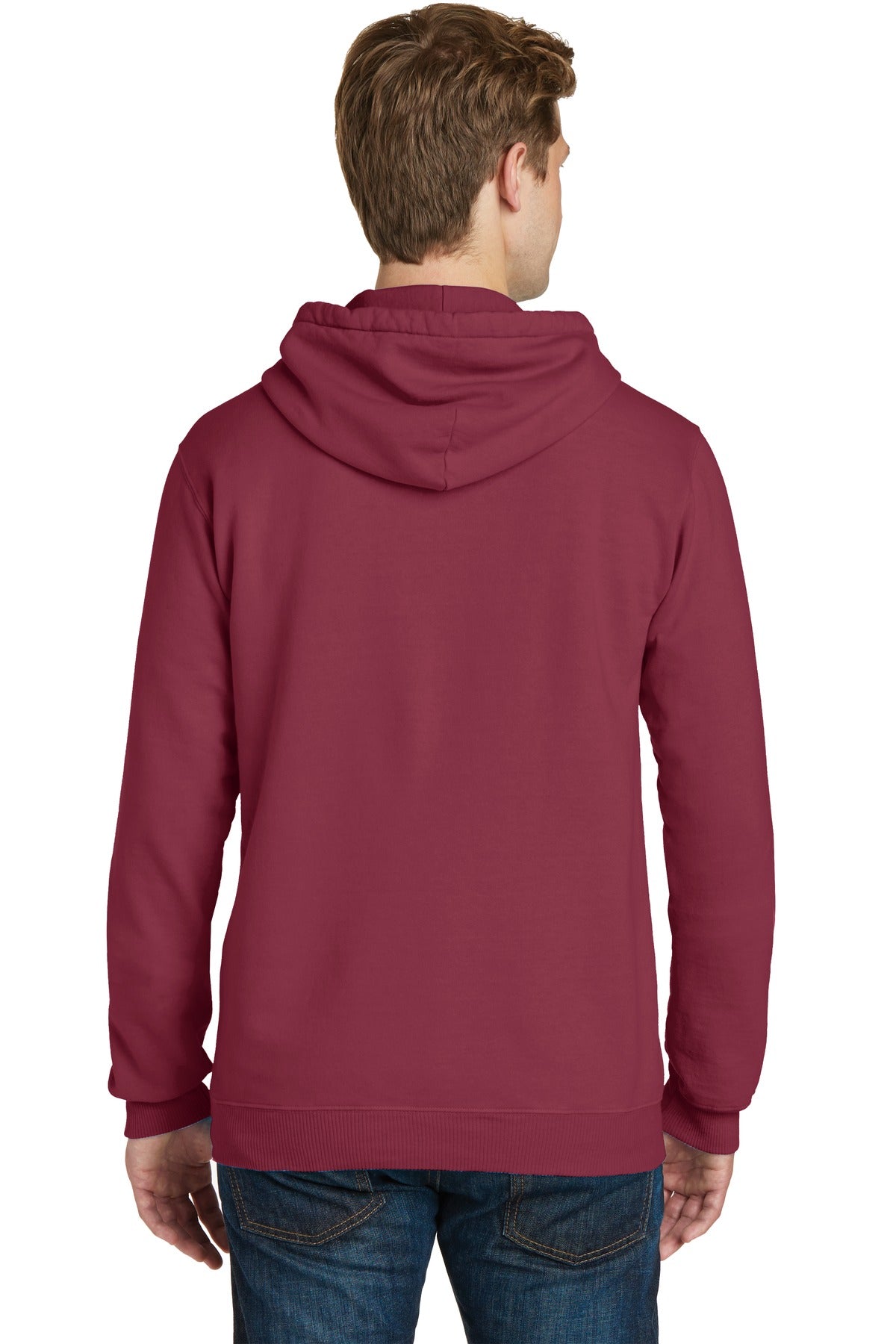 Merlot Port & Co Beach Wash Garment-Dyed Pullover Hooded Sweatshirt. PC098H plain