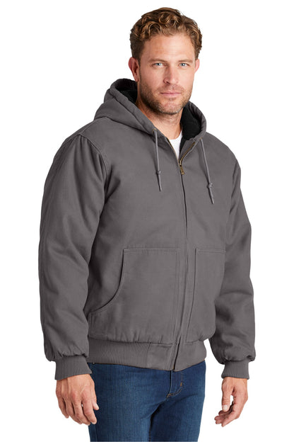 Metal Grey CornerStone Washed Duck Cloth Insulated Hooded Work Jacket. CSJ41 plain