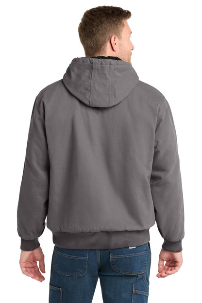 Metal Grey CornerStone Washed Duck Cloth Insulated Hooded Work Jacket. CSJ41 plain