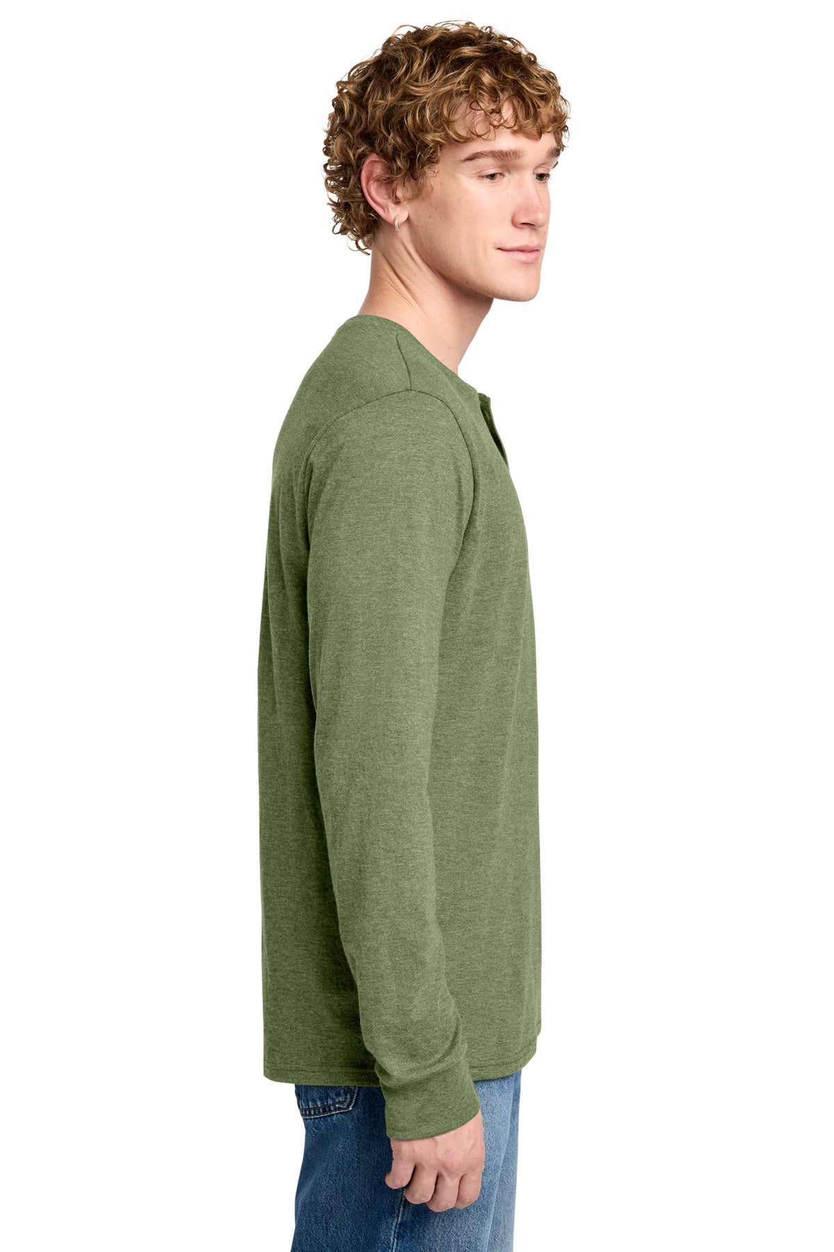 MilGrnFst District Perfect Tri Long Sleeve Henley DT145 plain