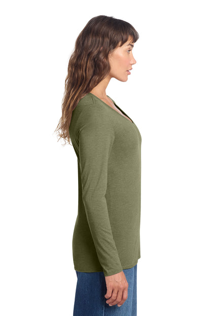 MilGrnFst District Women's Perfect Tri Long Sleeve V-Neck Tee DT135 plain