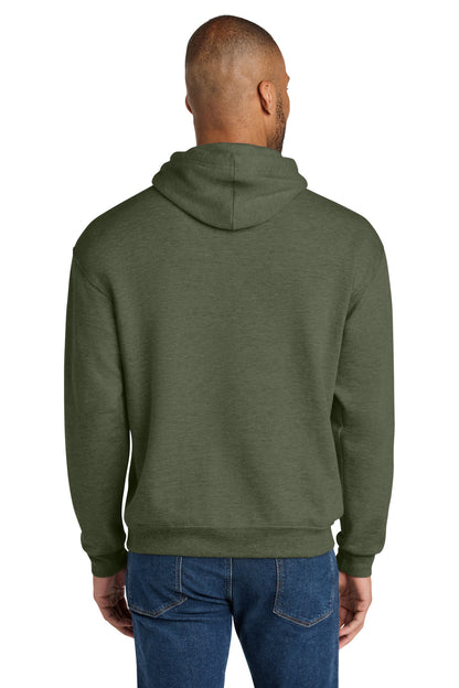 MilGrnHtr Jerzees Ultimate Unisex CVC Ring Spun Hooded Sweatshirt IC49M plain