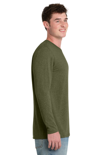 MilGrnHtr Port & Co Tri-Blend Long Sleeve Tee. PC330LS plain