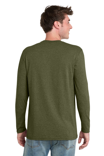 MilGrnHtr Port & Co Tri-Blend Long Sleeve Tee. PC330LS plain