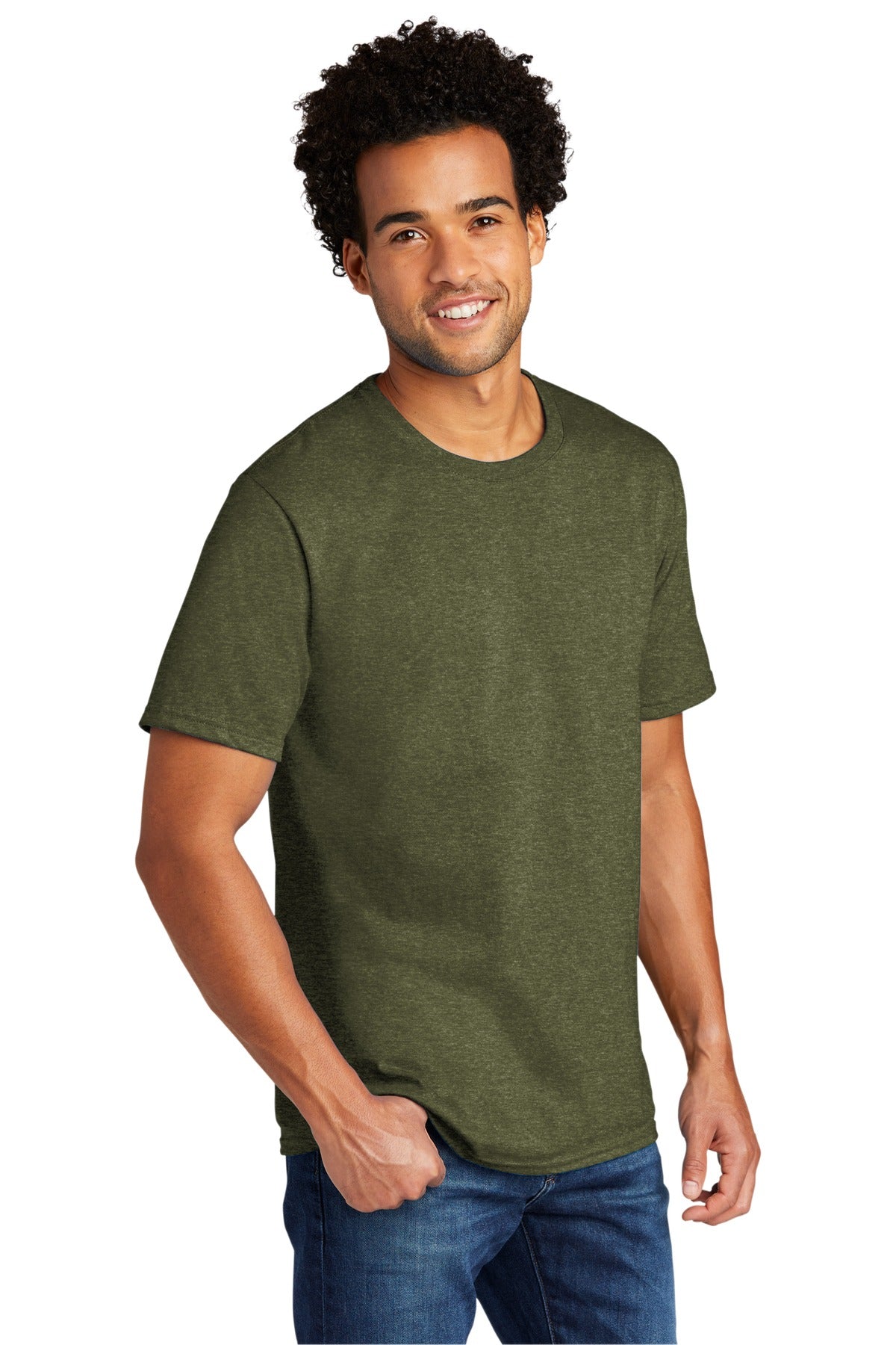 MilGrnHtr Port & Co Tri-Blend Tee. PC330 plain