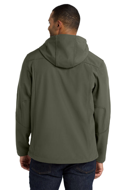 Mineral Green Port Authority Textured Hooded Soft Shell Jacket. J706 plain
