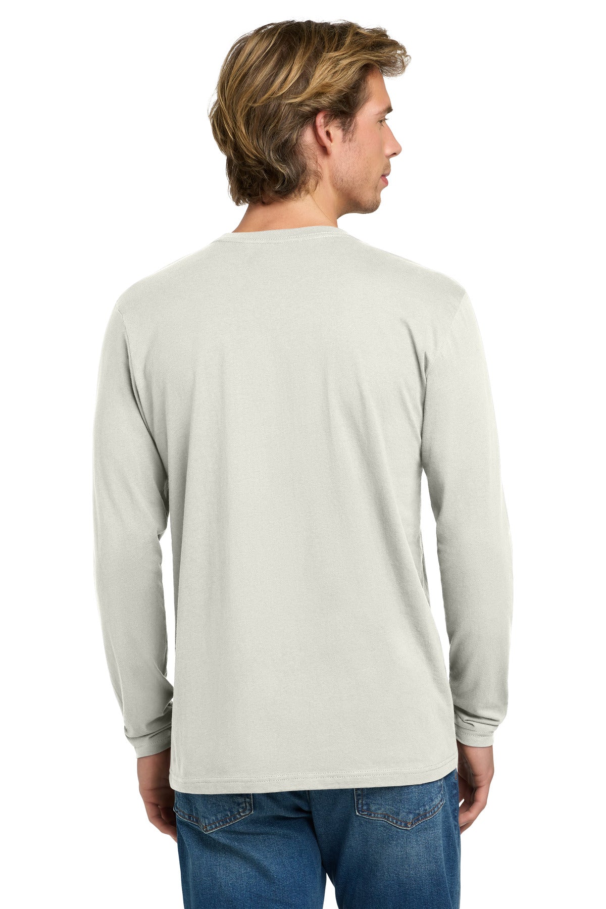 Natural Next Level Apparel Cotton Long Sleeve Tee. NL3601 plain