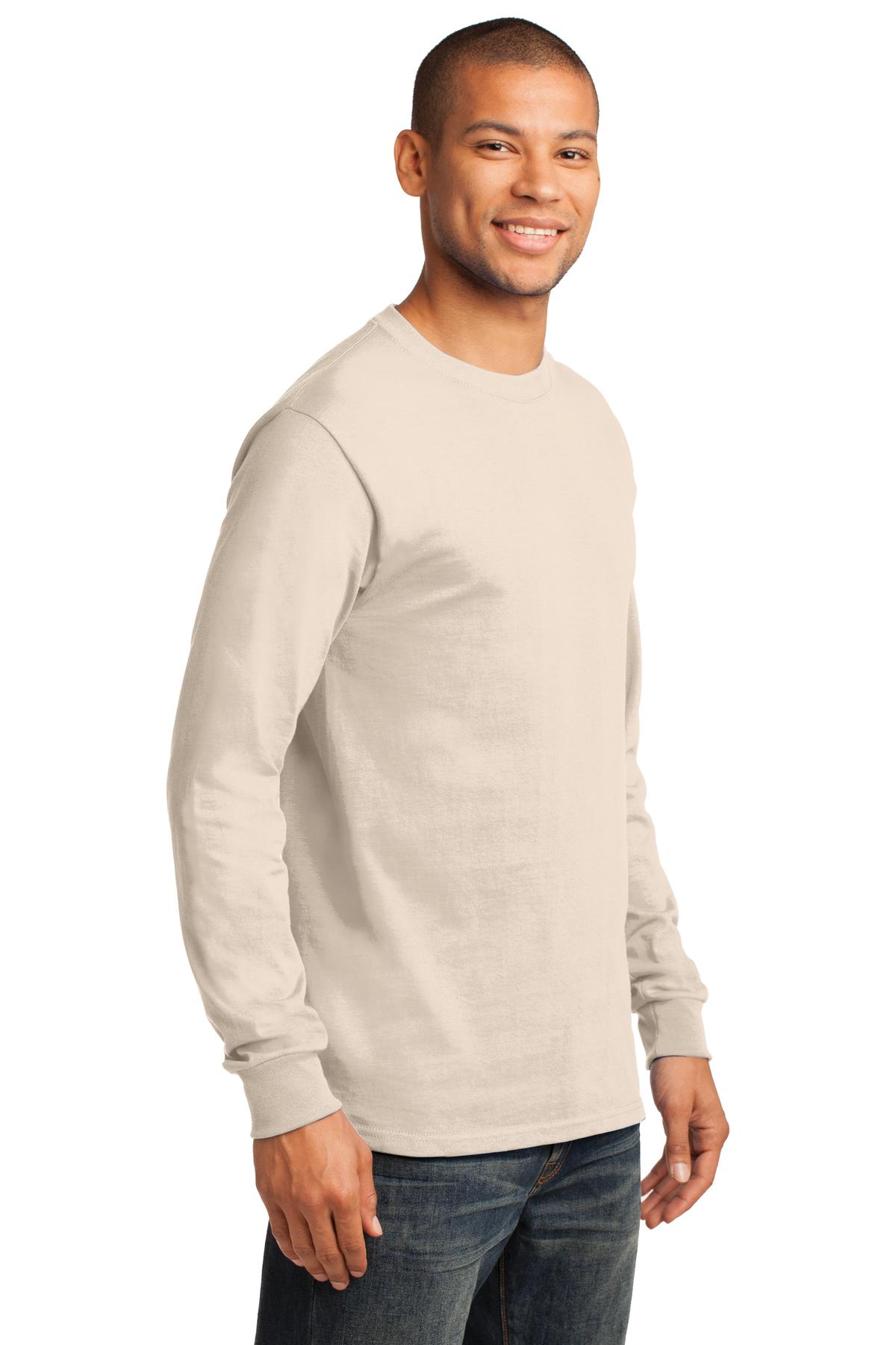Natural Port & Co Long Sleeve Essential Tee. PC61LS plain