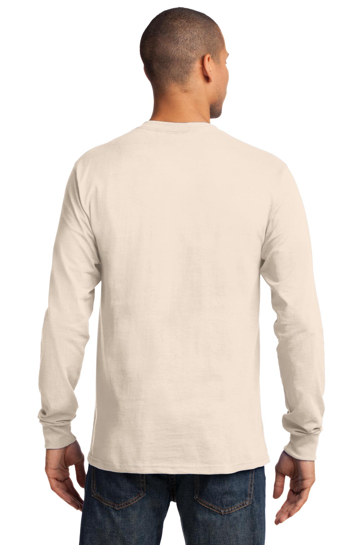Natural Port & Co Long Sleeve Essential Tee. PC61LS plain