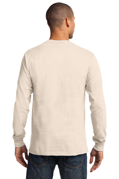 Natural Port & Co Long Sleeve Essential Tee. PC61LS plain
