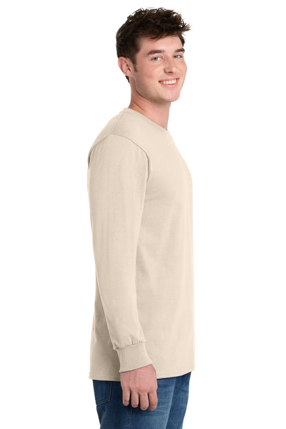 Natural Port & Co Long Sleeve Essential Tee. PC61LS plain