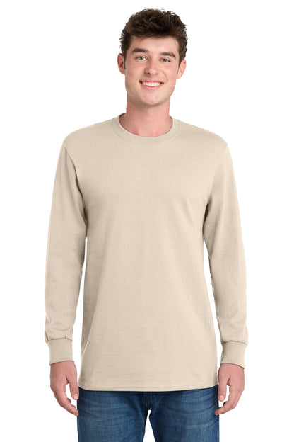Natural Port & Co Long Sleeve Essential Tee. PC61LS plain