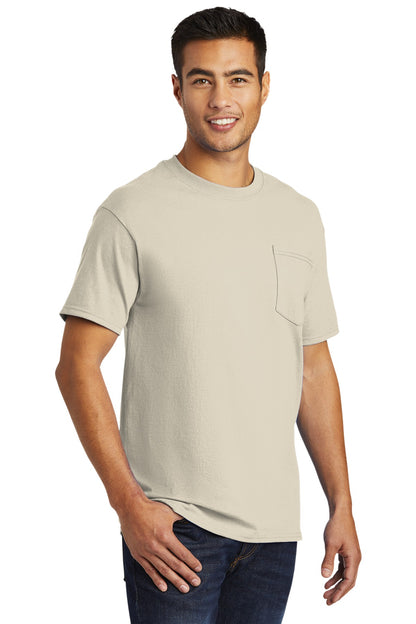 Natural Port & Co Tall Essential Pocket Tee. PC61PT plain