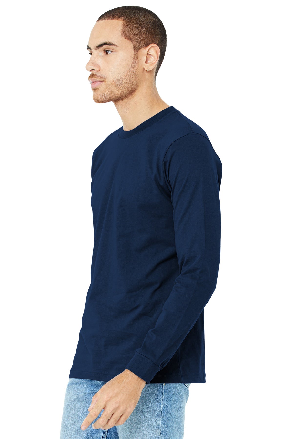 Navy BELLA+CANVAS Unisex Jersey Long Sleeve Tee. BC3501 plain