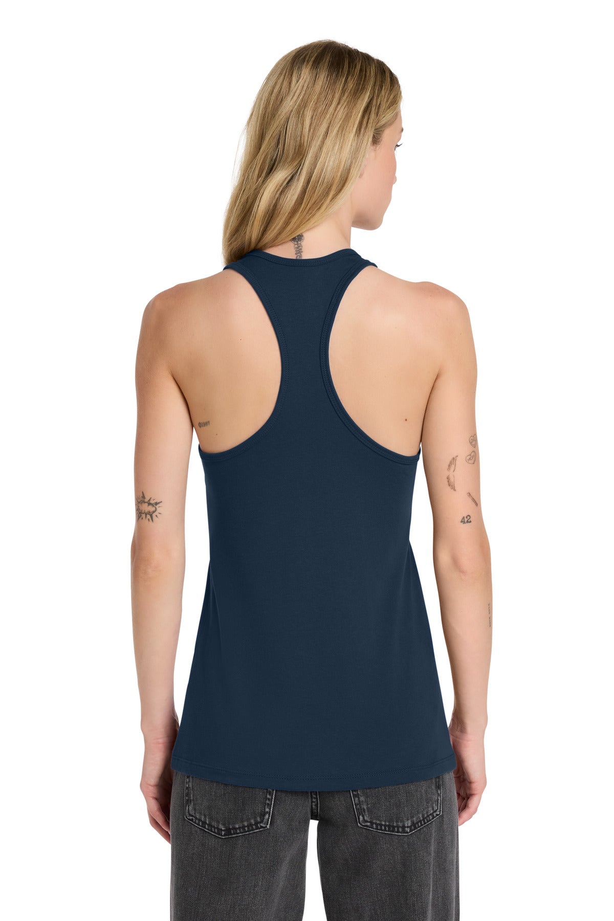 Navy BELLA+CANVAS Women's Jersey Racerback Tank. BC6008 plain
