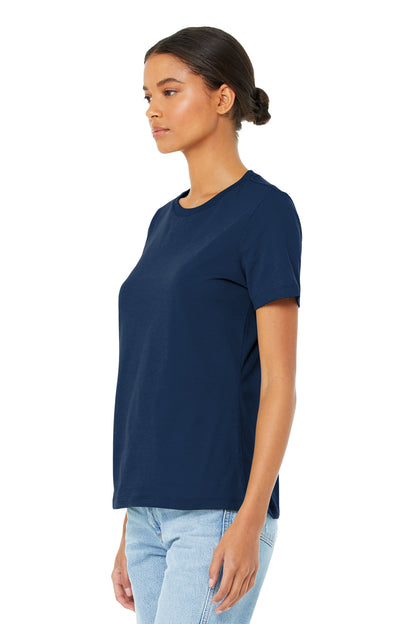 Navy BELLA+CANVAS Women's Relaxed Jersey Short Sleeve Tee. BC6400 plain