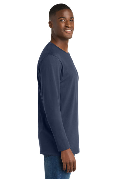 Navy Blue Port & Co Long Sleeve Bouncer Tee PC600LS plain