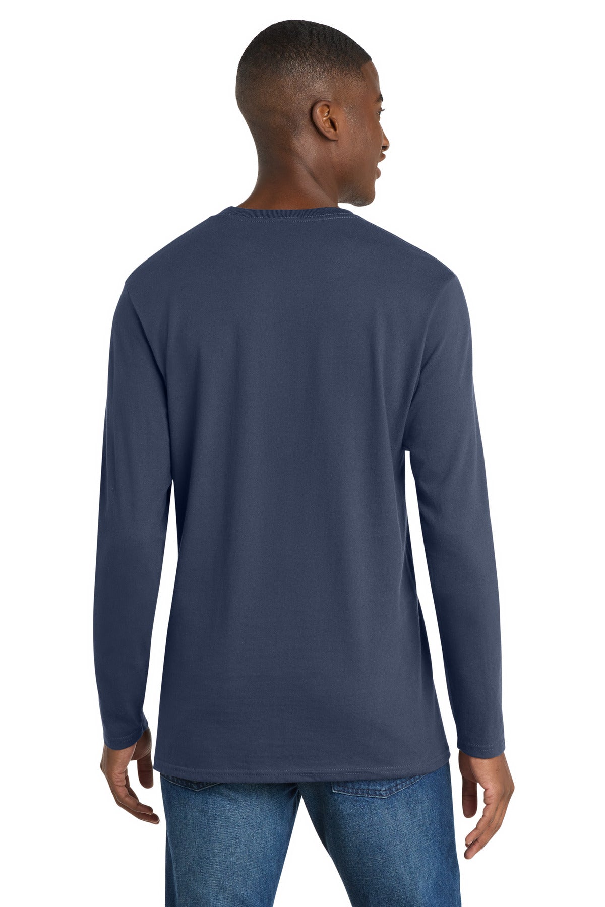 Navy Blue Port & Co Long Sleeve Bouncer Tee PC600LS plain