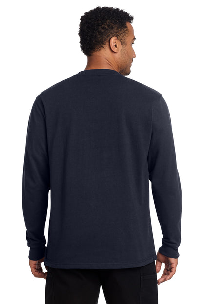 Navy Carhartt Long Sleeve Henley T-Shirt CTK128 plain