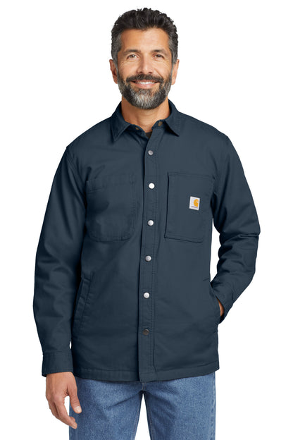 Navy Carhartt Rugged Flex Fleece-Lined Shirt Jac CT105532