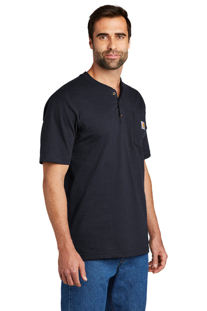 Navy Carhartt Short Sleeve Henley T-Shirt CTK84 plain