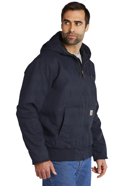 Navy Carhartt Tall Washed Duck Active Jac. CTT104050 plain