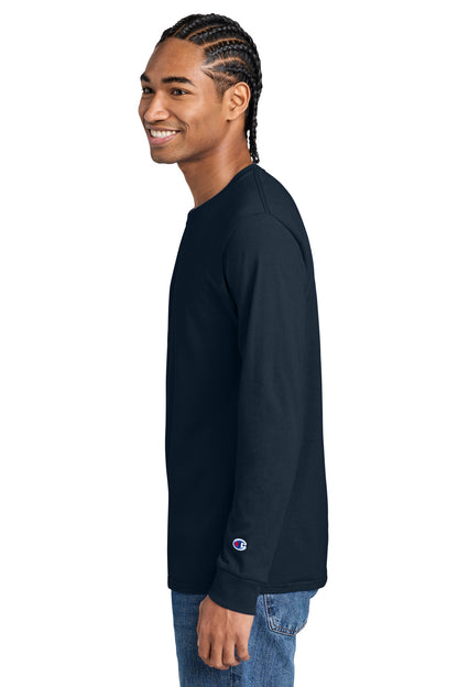Navy Champion Heritage 5.2-Oz Jersey Long Sleeve Tee CC8C plain