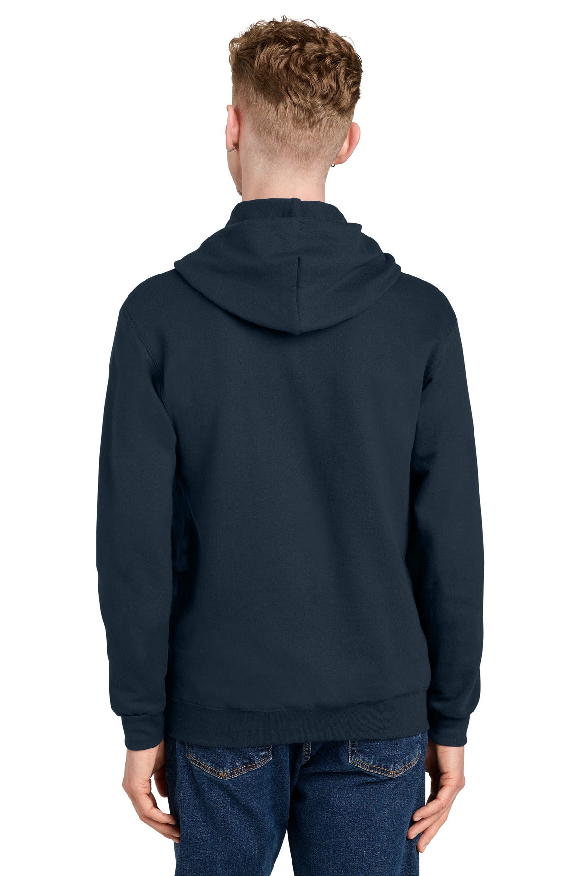 Navy Champion Powerblend Full-Zip Hoodie. S800 plain