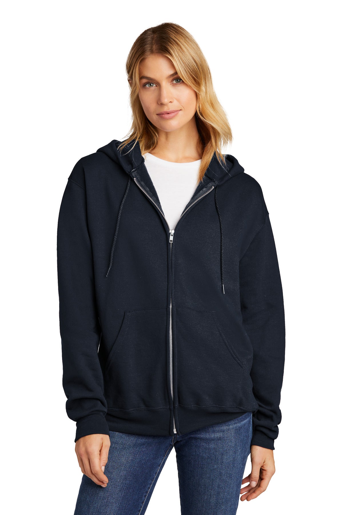 Navy Champion Powerblend Full-Zip Hoodie. S800