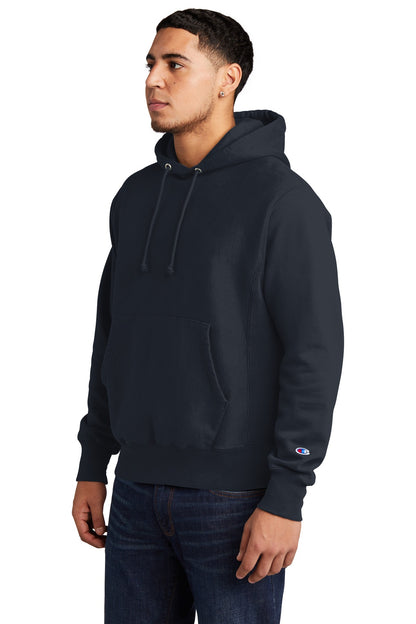 Navy Champion Reverse Weave Garment-Dyed Hooded Sweatshirt. GDS101 plain
