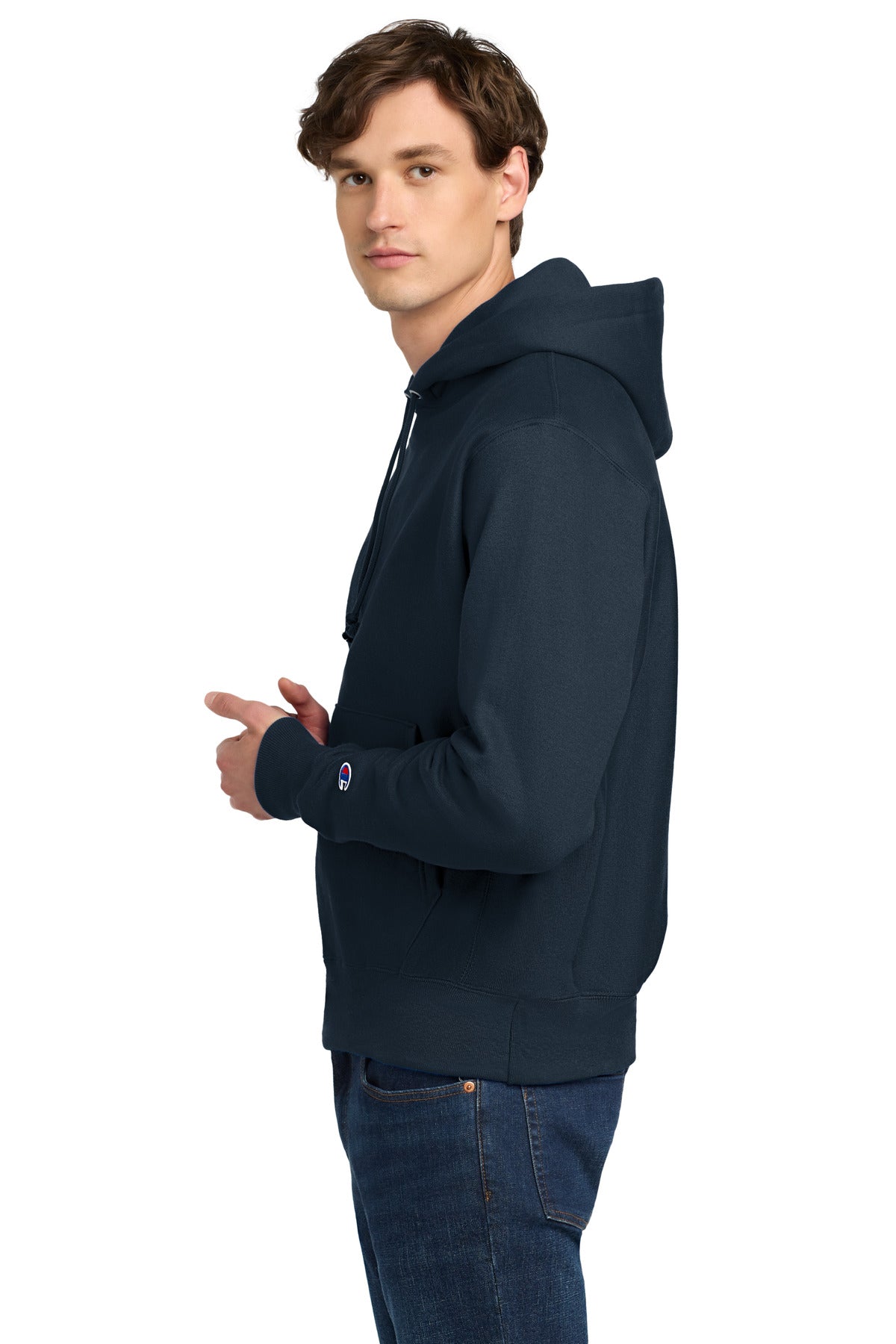 Navy Champion Reverse Weave Hooded Sweatshirt S101