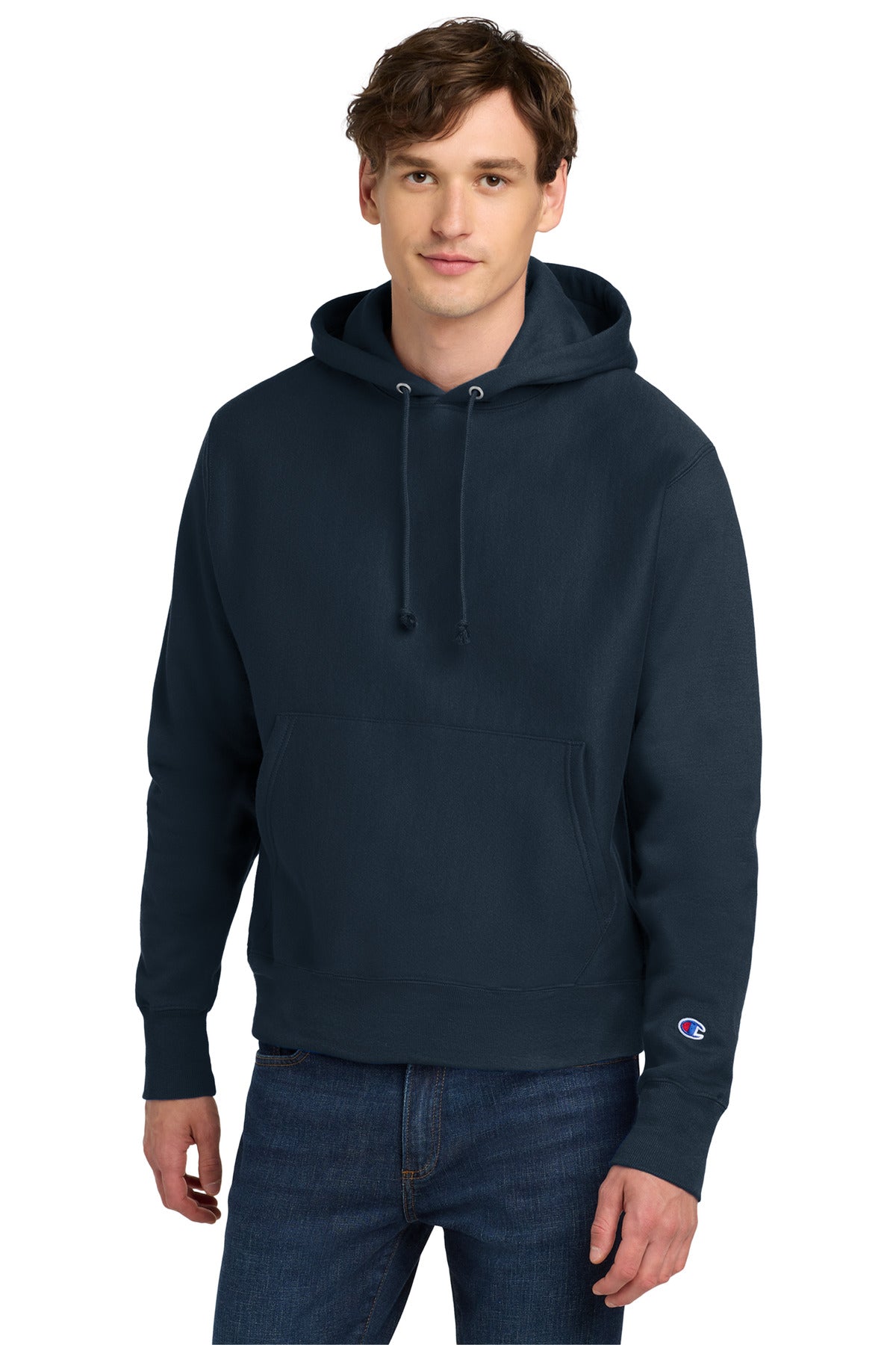 Navy Champion Reverse Weave Hooded Sweatshirt S101