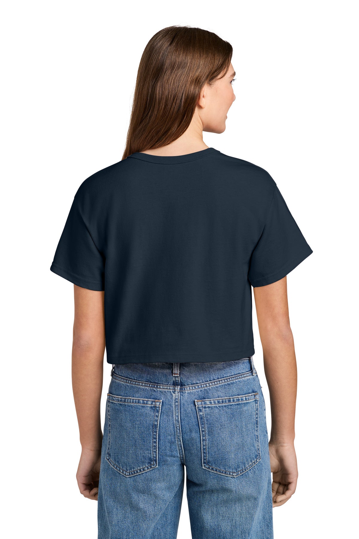 Navy Champion Women's Cropped Heritage Tee T453W plain