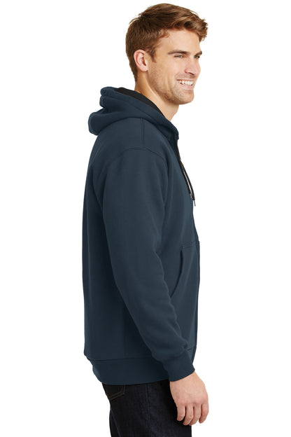 Navy CornerStone - Heavyweight Full-Zip Hooded Sweatshirt with Thermal Lining. CS620 plain