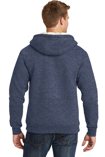Navy CornerStone Heavyweight Sherpa-Lined Hooded Fleece Jacket. CS625 plain