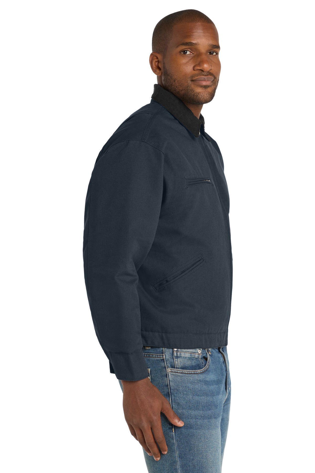 Navy CornerStone Tall Duck Cloth Work Jacket. TLJ763