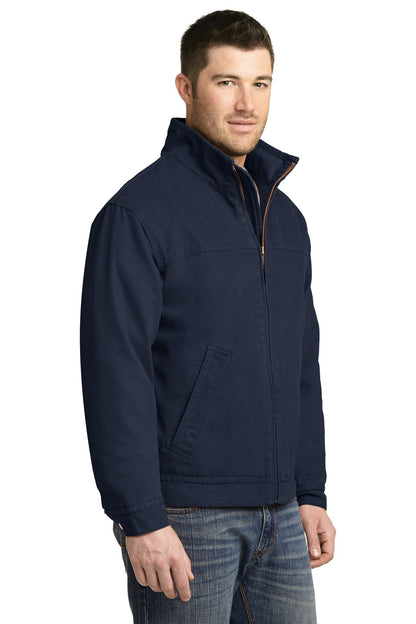 Navy CornerStone Washed Duck Cloth Flannel-Lined Work Jacket. CSJ40 plain