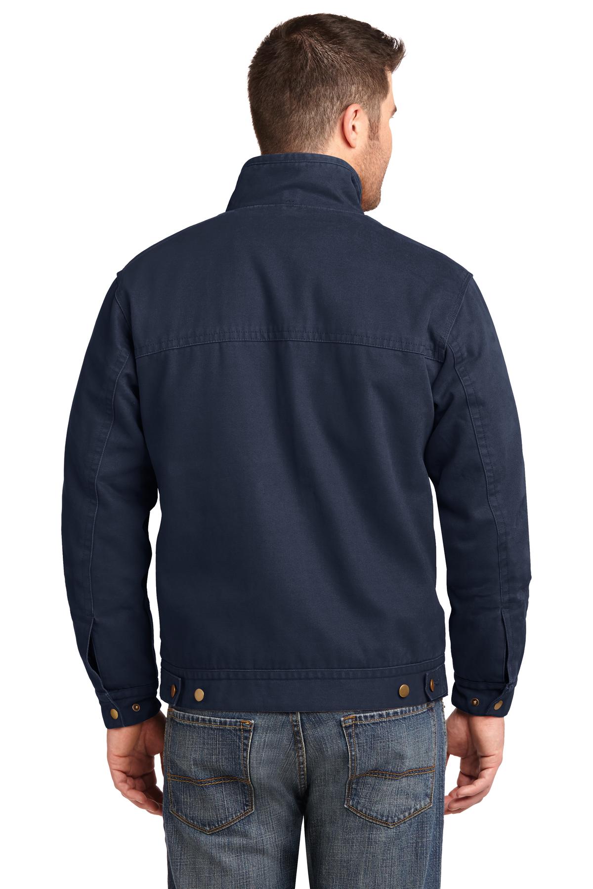 Navy CornerStone Washed Duck Cloth Flannel-Lined Work Jacket. CSJ40 plain