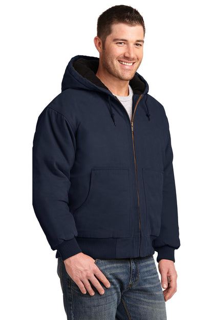 Navy CornerStone Washed Duck Cloth Insulated Hooded Work Jacket. CSJ41 plain